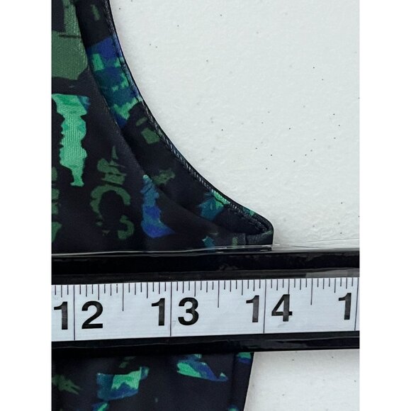 H&M Green Blue Print Sheath Midi Dress XS (2) Sleeveless - Picture 9 of 15
